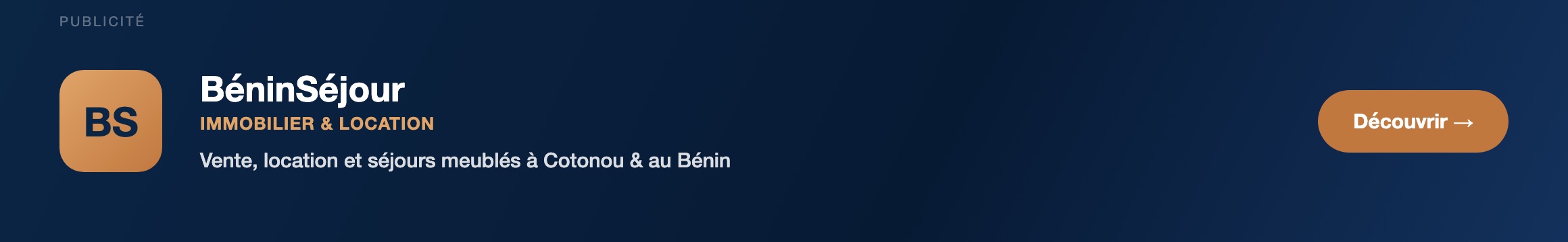 BéninSéjour — Immobilier & Location au Bénin